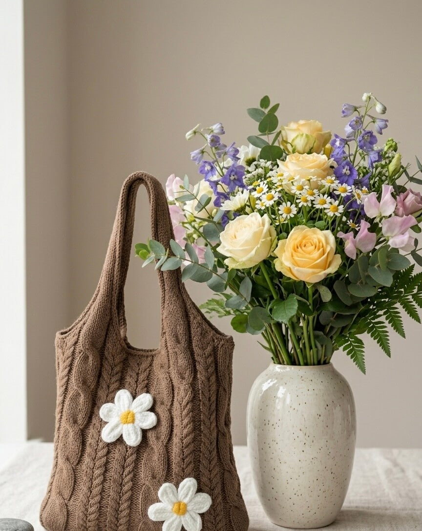 Daisy Cable - Häkeltasche