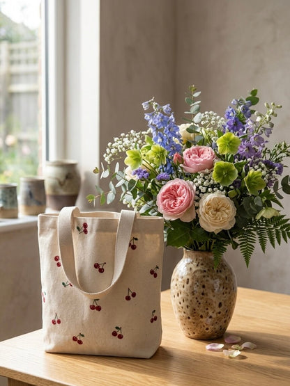 Cherry & Bloom Canvas - Tote Bag