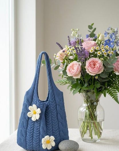 Daisy Cable - Häkeltasche