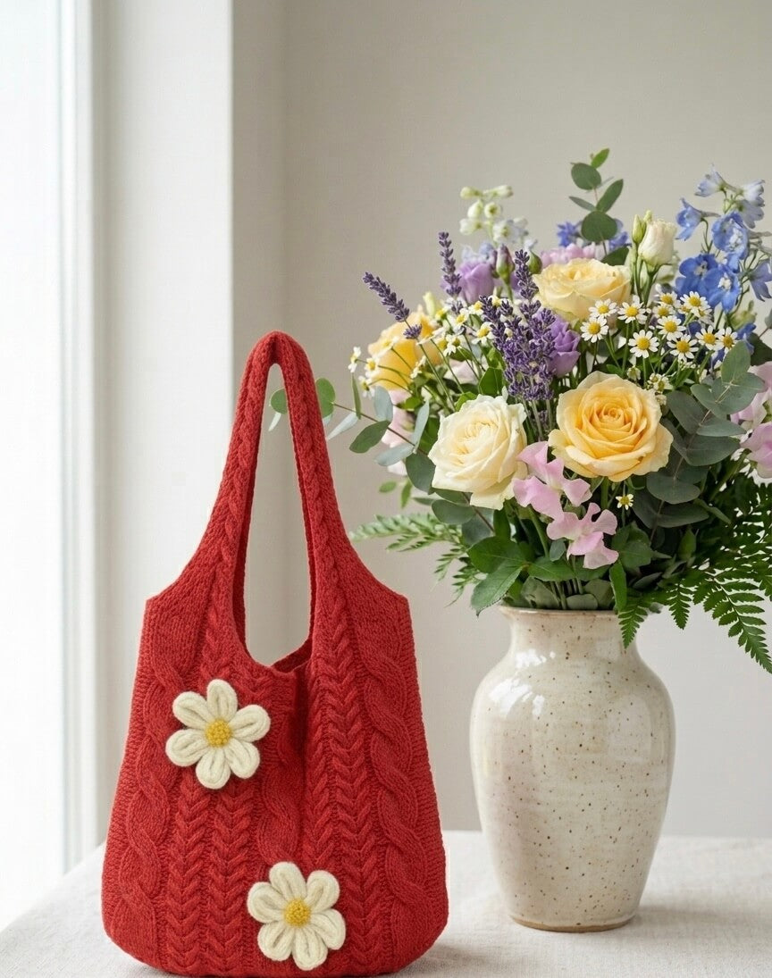 Daisy Cable - Häkeltasche