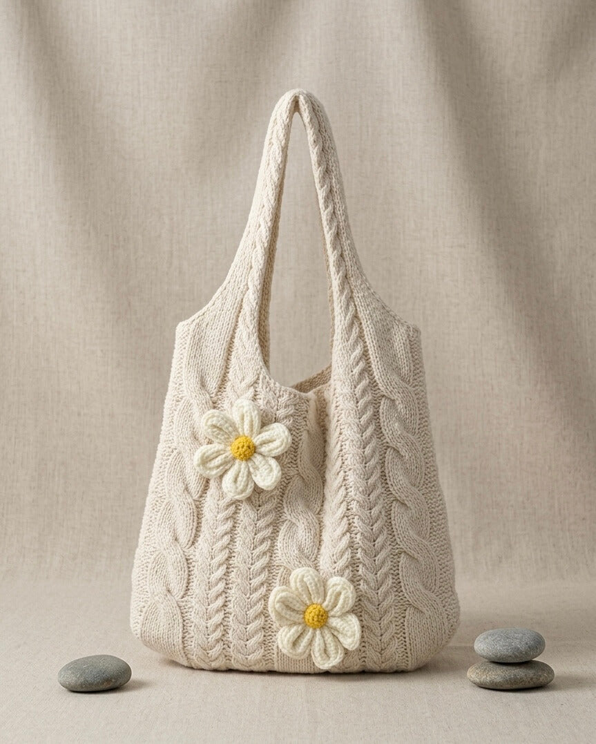 Daisy Cable - Häkeltasche