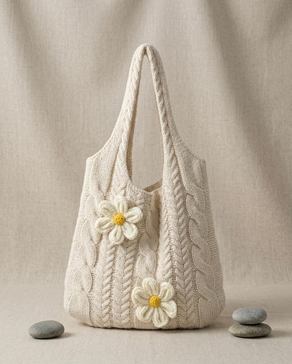 Daisy Cable - Häkeltasche